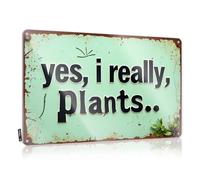 FZFN Funny Street Signs Green Sign: 'Yes, I Really, Plants Tin Sign Tin Signs Warning Dorm Door Sign(20X30CM)