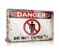 FZFN Funny Street Signs Rusty Warning Sign: Danger - Do Not Enter! Tin Sign Tin Signs Warning Dorm Door Sign(20X30CM)