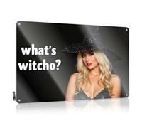 FZFN Funny Wall Signs Accessory Waterproof Artwork, Boho Retro Print For Cafe Pub Dorm | Sets Pre-drilled Custom A Woman In A Witch Costume With The Text what's Witcho?(30X40CM)