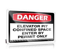 FZFN Girly Colorful Art - Danger Elevator Pit Confined Space Enter By Permit Only Rustic Wall Art Haves Easy Hang For Road(20X30CM)