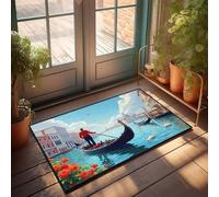 FZFN Gondolier On The Grand Canal, Venice Persian Floor Runners | Bar Accessories Man Cave Durable Washable Waterproof Door Birthday Non Slip(65X90CM)