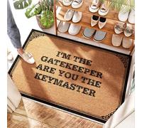 FZFN High Traffic Area Personalized Door Welcome Rug I'm The Gatekeeper Are You The Keymaster - Sliding | Lick/Outside Door Mats For Front Door - Cherry & Porch(40X60CM)
