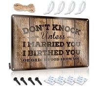 FZFN Home Gifts Industrial Metal Wall Decoration - Don't Knock Unless I Married You Rustic Wall Art Reusable Easy Hang For Living Room(30X40CM)
