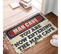 FZFN Home Mats For Front Door Caution! You Are Now Entering The Man Cave Rug Plain Welcome Mat Outdoor Mats For Front And Back(65X90CM)