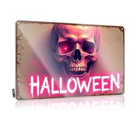 FZFN Hot Beer Tin Sign A Spooky Halloween Skull Glowing In The Dark Tin Sign Beer Decor Home Decor For Men(20X30CM)