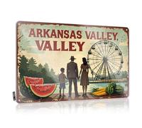 FZFN Hot Beer Tin Sign Arkansas Valley Family Fun Day At The Ferris Wheel Tin Sign Beer Decor Home Decor For Men(30X40CM)