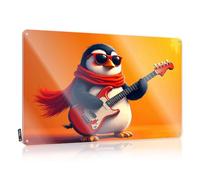 FZFN Housewarming Decoration Rustic Waterproof | A Penguin Playing A Red Guitar Premium Metal Wall Decor For Premises Home(20X30CM)