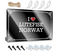 FZFN I Love Lutefisk Norway Tin Wall Decor Door Decorations For Bedroom Decorative | Fun Essentials Hanging Art For Campsite Living Room(20X30CM)