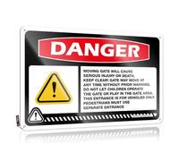 FZFN Indie Soft Bath Tin Metal Sign | Danger Moving Gate Will Cause Serious Injury Or Death Keep Clear Awesome Decorative Wall Art Ready To Hang For Yard(30X40CM)