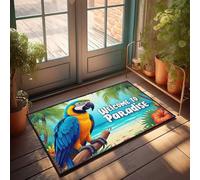 FZFN Inside Door Mats For Home Entrance Parrot On Branch With Tropical Paradise Background Doormat Door Mats For Home Entrance Spring Porch Decor(40X60CM)