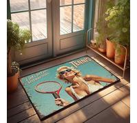 FZFN Inside Door Mats For Home Entrance Vintage Tennis Poster: A Radiant Player Embraces The Sport With S Doormat Door Mats For Home Entrance Spring Porch Decor(50X80CM)