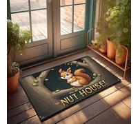 FZFN Inside Door Mats For Home Entrance Welcome To The Nut House: A Squirrel'S Cozy Home Doormat Door Mats For Home Entrance Spring Porch Decor(65X90CM)