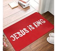 FZFN Jesus Is King Plain Door Doormat | Outside Decor Durable Washable Anti Fatigue Floor Military Non Slip(40X60CM)