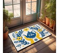 FZFN Kitchen Mat Square Shower Two Hands Holding A Teapot With fika Written On It, Surrounded By Flowers. | Beer Accessories Waterproof Door Carpet, Perfect For Sand Home Office(50X80CM)