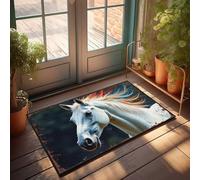 FZFN Kitchen Mats Bar Stuff Non Slip | Rainbow Mane: A Horse's Vibrant Tail Feathers In Close-up Cute For Bedroom For Quick(50X80CM)
