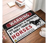 FZFN Large Door Mat Indoor Entrance Warning This Property Is Protected By A Highly Trained Horses Rug Door Mat Hello Door Mats Indoor Entrance(50X80CM)