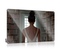 FZFN Library Solitude: A Woman's Quiet Reflection Mens Room Decor Scandinavian - Cool Wall Decor Accessories Vintage Wall Art(20X30CM)