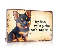 FZFN Little Man Cave Sign Adorable Dog Warning: Keep Out Of My House And Garden! Tin Sign Vintage Metal Signs Funny Metal Beer Signs(30X40CM)