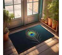 FZFN Man Cabe Decor Shower Mat Absorbent Washable Bathroom | A Vibrant Peacock Feather Against A Dark Background Large Kitchen Non Slip For Fishing Home(65X90CM)
