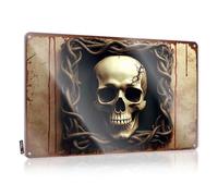 FZFN Man Cave Decor And Accessories Dark Framed Skull With Twisted Vines And Blood Stains Tin Sign Funny Home Decor Vintage Decor(30X40CM)