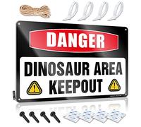 FZFN Man Cave Decorations Club Funny Sign - Danger Dinosaur Area Keep Out Accessories Rustic Wall Hanging(30X40CM)