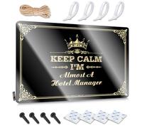 FZFN Man Cave Stuff, Vintage Poster Backyard Bar Decor Keep Calm I'm Almost A Hotel Manager | Rustic Preppy Wall Art(30X40CM)