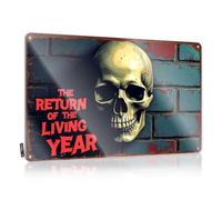 FZFN Mancave Accessories Men The Return Of The Living Year: A Spooky Skull Poster Tin Sign Beer Decor Bar Sign For Home Decor(20X30CM)