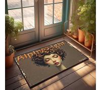 FZFN Men Cave Decor Alpine Night: A Whimsical Portrait Of Curly Hair And Soft Lightin Doormat Spring Welcome Mats Outdoor Man Cave Decorations(50X80CM)