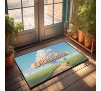 FZFN Men Cave Decor Oklahoma: A Journey Through The Heartland Doormat Spring Welcome Mats Outdoor Man Cave Decorations(50X80CM)