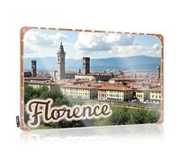 FZFN Metal Tin Sign Retro Scenic View Of Florence With Historical Architecture And Tin Sign Cave Man Bar Metal Sign Funny(30X40CM)