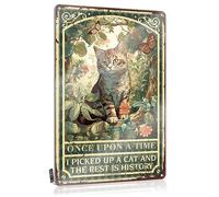 FZFN Metal Wall Decoration Backyard Bar Decor Wall Art - Once Upon A Time I Picked Up A Cat And The Rest Is History Soft Bath Shabby Chic Retro Style Decoration For Playroom(30X40CM)
