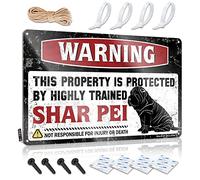 FZFN Mimosa Bar Decor Accessories Plaques | Warning This Property Is Protected By A Highly Trained Shar Pei Inappropriate Decorative Wall Art Ready To Hang For Retirement(20X30CM)