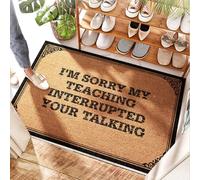 FZFN Money Wet Thick Doormat I'm Sorry My Teaching Interrupted Your Talking - Door Inside | Circle/Cute Shoes Take Them Off Doormat - Washable Kitchen For Back Door Outdoor(50X80CM)