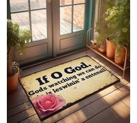 FZFN Outdoor Door Mats For Outside Entry If God Is Watching, We Can Do Less Winning And More Entenail. Doormat Spring Porch Decor Lake House Decor(50X80CM)