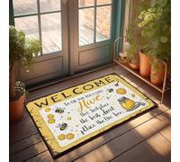 FZFN Outdoor Pool Decor Bath Mats Absorbent Bathroom Memory Foam | Bee-utiful Honey Haven: Welcome To Our Hive! Shag Non Slip For Sand Home(65X90CM)