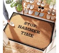FZFN Outdoor Rubber Round Entryway Mat Stop. Hammer Time - Inside Door | Whimsical/Extra Large Door Mat Outside Entrance - Washable Entry & Back Door(50X80CM)