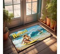 FZFN Outdoor Rug Doormat Surfing Paradise: A Tropical Adventure In Hawaii Doormat Welcome Mat Indoor Non Slip Fall Rug(50X80CM)