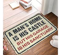 FZFN Outside Fall Door Mat A Man'S Home Is His Castle But His Garage Is His Sanctuary Rug Floor Mats For Home Entrance Fall Kitchen Mat(40X60CM)