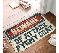 FZFN Outside Rugs For Front Door Beware Of Attack Pygmy Goat Rug Plain Outdoor Mat Lake House Decor(40X60CM)
