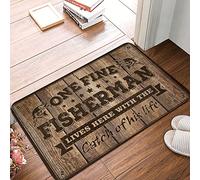 FZFN Outside Rugs For Front Door One Fine Fisherman Lives Here With The Catch Of His Life Mat Plain Outdoor Mat Lake House Decor(40X60CM)