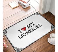 FZFN Patio Bar Accessories Throw Bathmat - I Love My Lionesses Water Absorbent Low Profile Kitchen Anti Fatigue For Teacher(65X90CM)