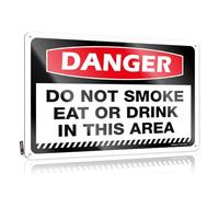FZFN Patriotic Cool Wall Decor, Work Desk Decor Essentials Danger Do Not Smoke, Eat Or Drink In This Area | Farmhouse Classroom Decor(20X30CM)