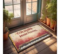 FZFN Plain Doormat For Crafts Colours Of Music Festival: A Harmonious Celebration Doormat Rustic Bathroom Rugs Office Decor For Men(50X80CM)