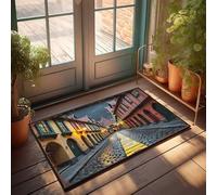 FZFN Plain Doormat For Crafts Cozy Cobblestone Lane: A Warm, Inviting Street Scene Doormat Vintage Bar Decor Large Bath Mat(65X90CM)