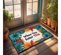 FZFN Plain Doormat For Crafts Enter This Tropical Paradise: A Colorful Welcome Sign Doormat Rustic Bathroom Rugs Office Decor For Men(65X90CM)