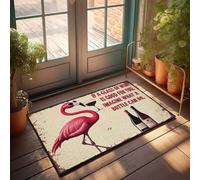 FZFN Plain Doormat For Crafts Flamingo Sipping Wine: 'If A Glass Is Good, Imagine A Bottle!' Doormat Rustic Bathroom Rugs Office Decor For Men(50X80CM)