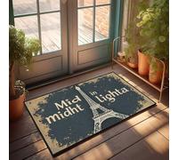 FZFN Plain Doormat For Crafts Midnight In Lights: A Parisian Night Adventure Doormat Rustic Bathroom Rugs Office Decor For Men(40X60CM)