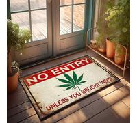 FZFN Plain Doormat For Crafts No Entry Unless You Bring Weed Sign Doormat Rustic Bathroom Rugs Office Decor For Men(65X90CM)