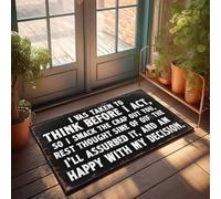 FZFN Plain Doormat For Crafts Reflect Before Reacting: A Bold Reminder To Think Twice! Doormat Rustic Bathroom Rugs Office Decor For Men(40X60CM)