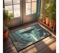 FZFN Plain Doormat For Crafts Ufo Invasion: A Sci-Fi Fantasy Scene With Alien Spaceships Doormat Vintage Bar Decor Large Bath Mat(65X90CM)